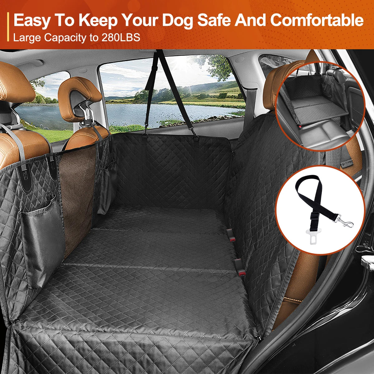 Dog Car Back Seat Extender Hammock Protector Waterproof