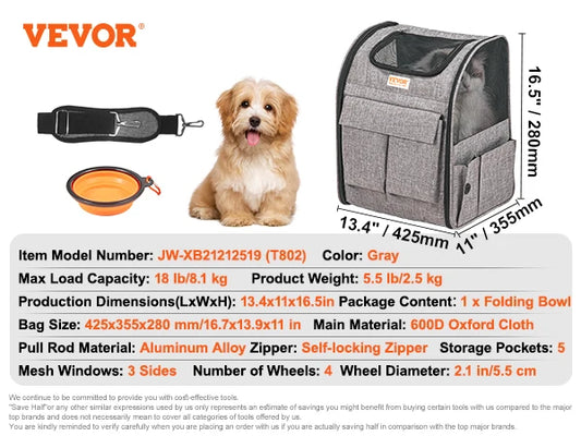 VEVOR Pet Cat Carrier Breathable Outgoing Dog Carry Backpack