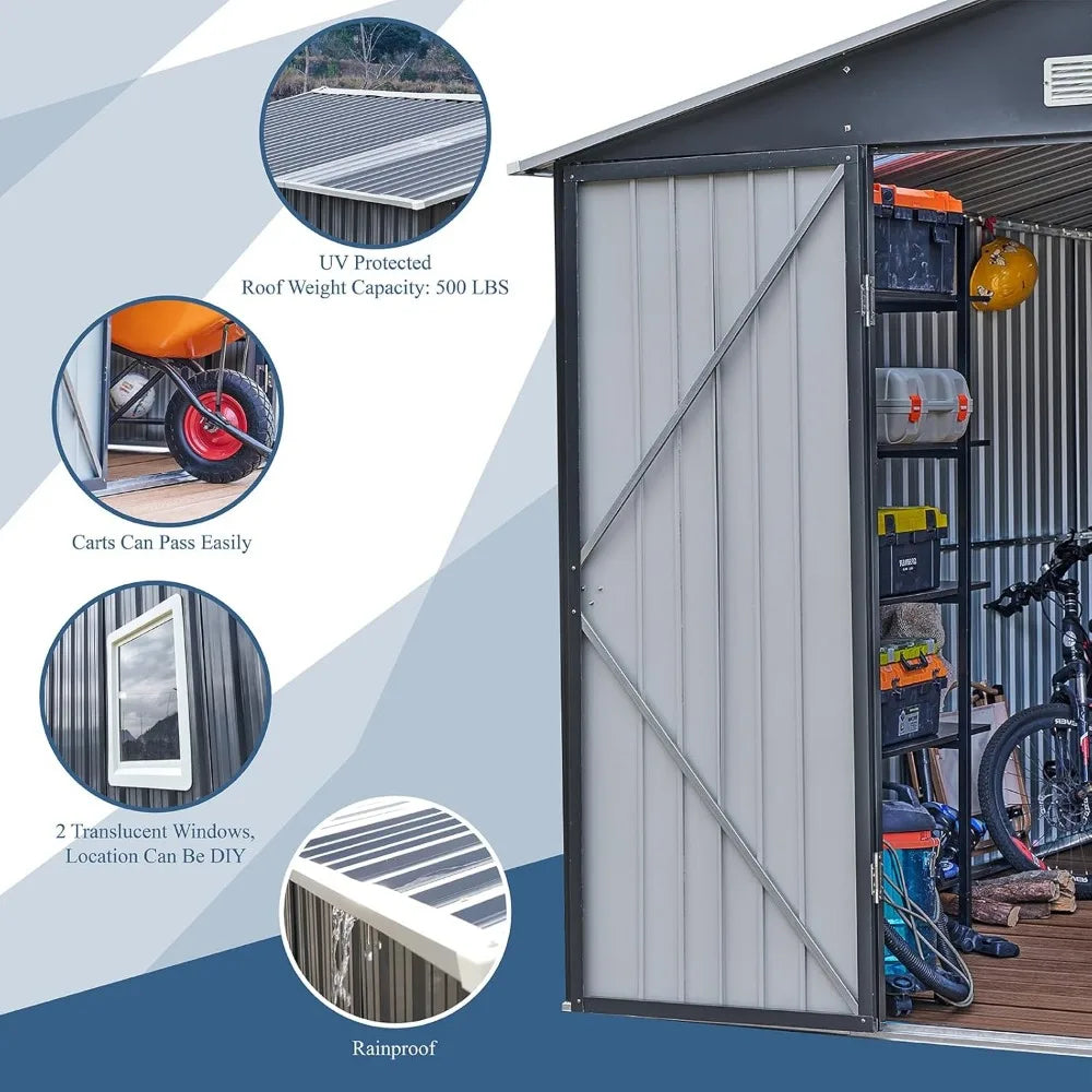 10x12x7.5 FT Outdoor Storage Shed with Double Doors and Vents