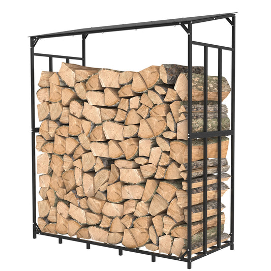 Heavy Duty Outdoor Firewood Storage Log Rack With Top Cover