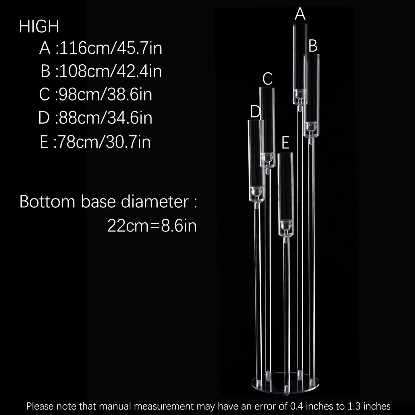 10 Pack Acrylic 5 Arm Floor Candelabra Wedding Centerpiece