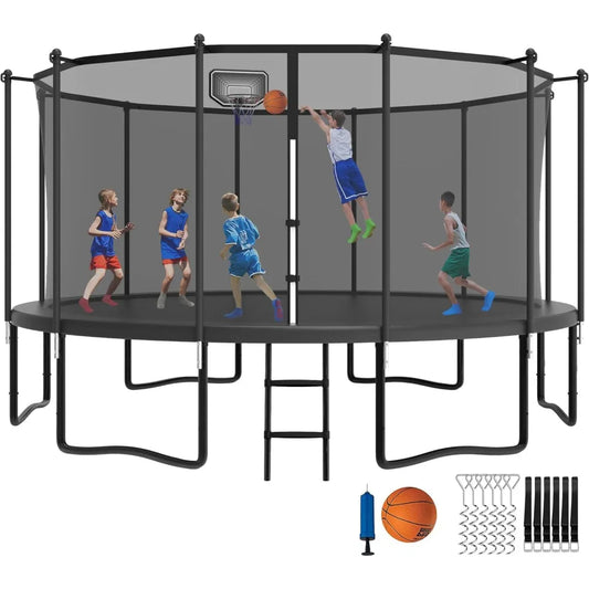 12 FT Trampoline for Kids and Adults 1500LBS with Hoop