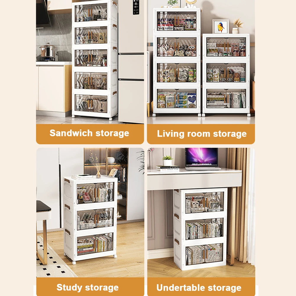 4 Tier Stackable Storage Bins With Doors And Wheels Office