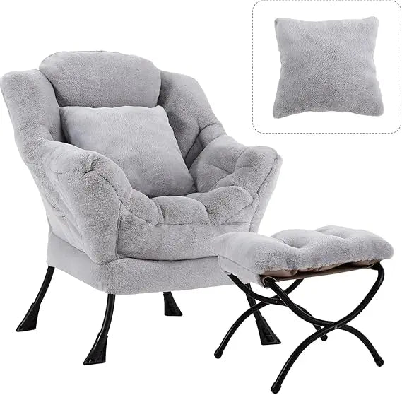 Contemporary Oversized Lounge Chair With Ottoman Seating