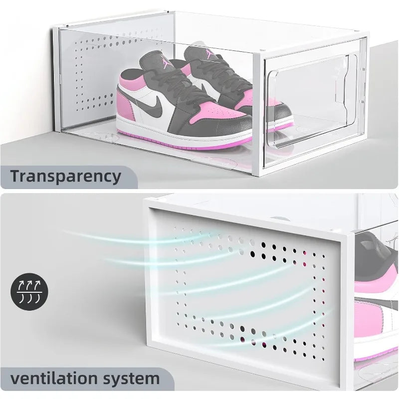 Shoe Boxes Clear Plastic Stackable 18 Pack Premium Shoe Organizer