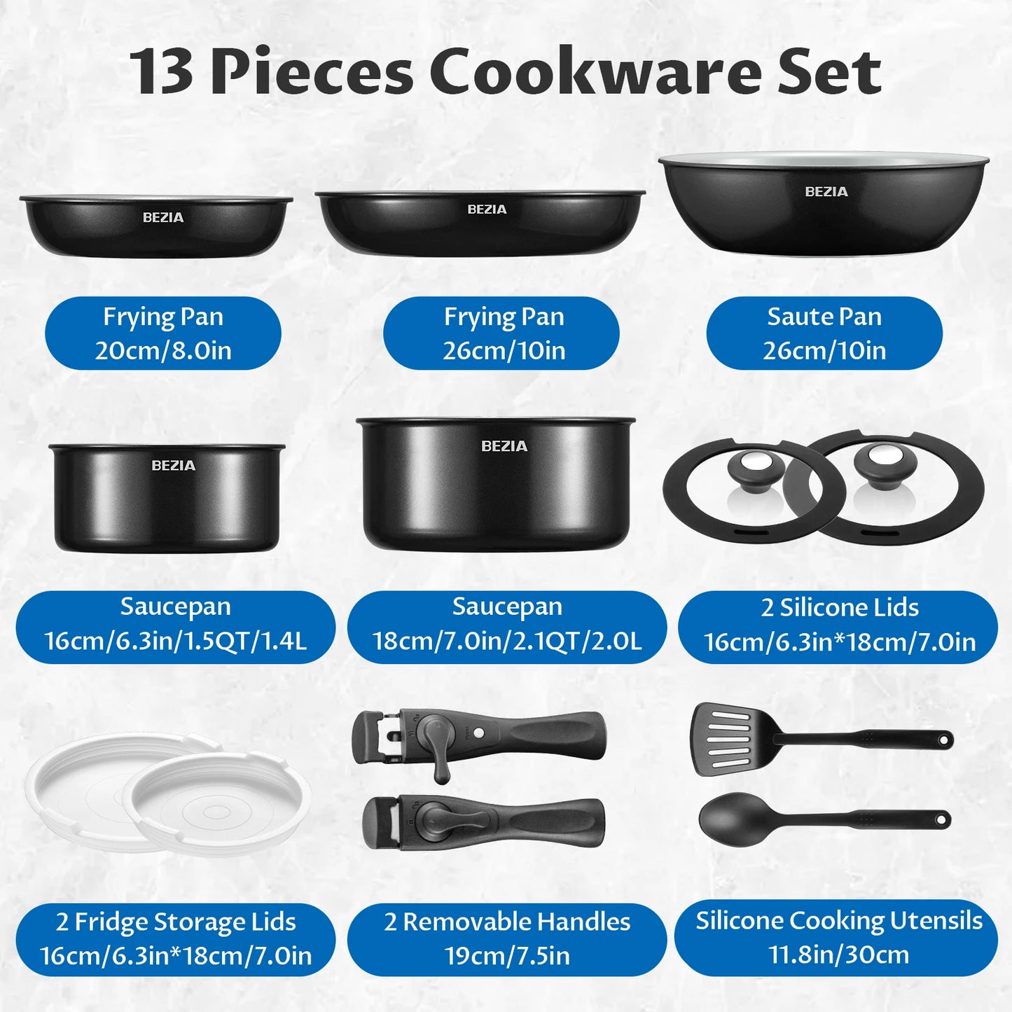 Induction Cookware with Healthy Ceramic Coating 13pcs Set