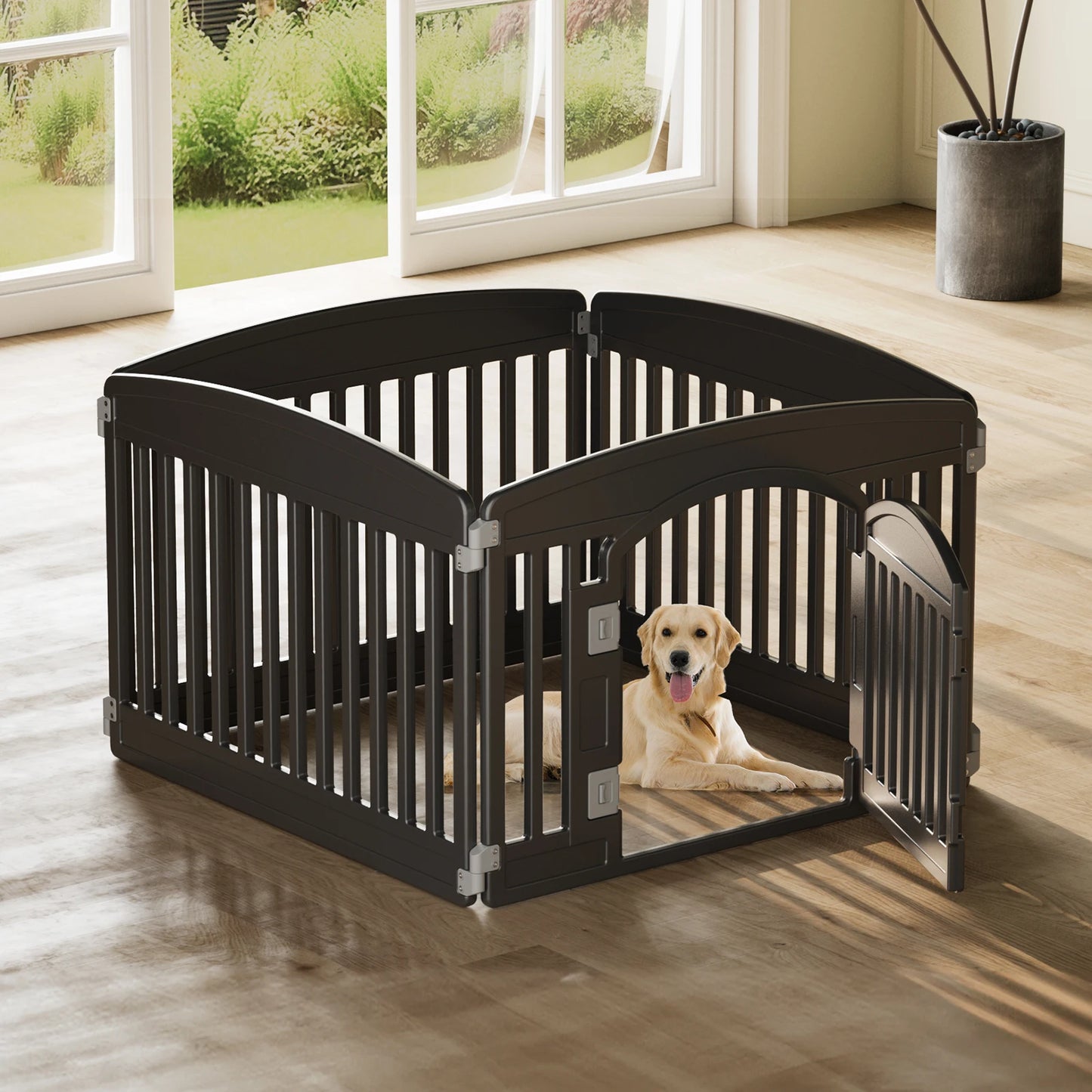 JHK Plastic Dog Playpen 6 Panel 24 Inch Expandable Fence