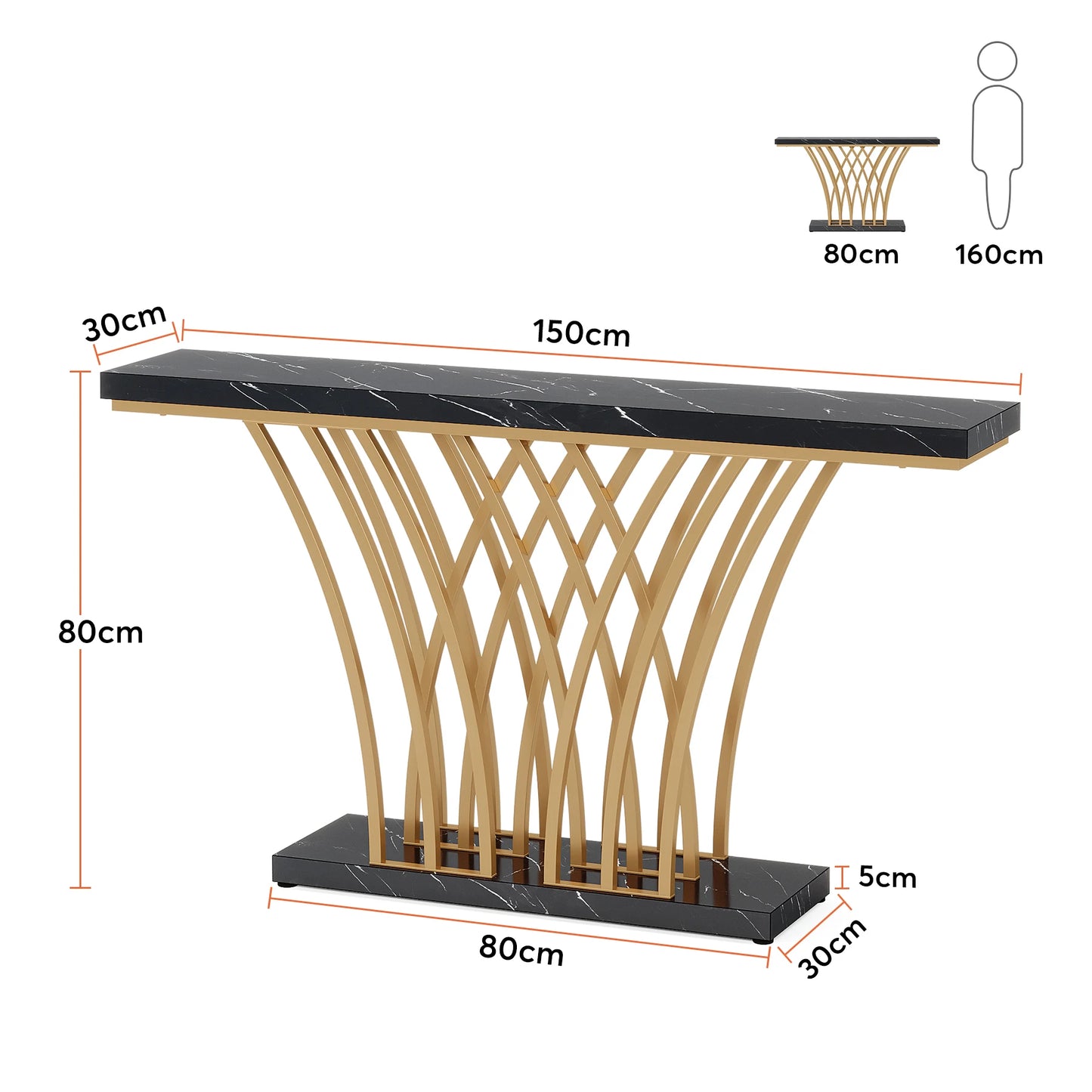 Tribesigns 59 inch Gold Console Table, Modern Entryway Table with Grid-Shaped Metal Base for Entrance, Hallway, Entryway