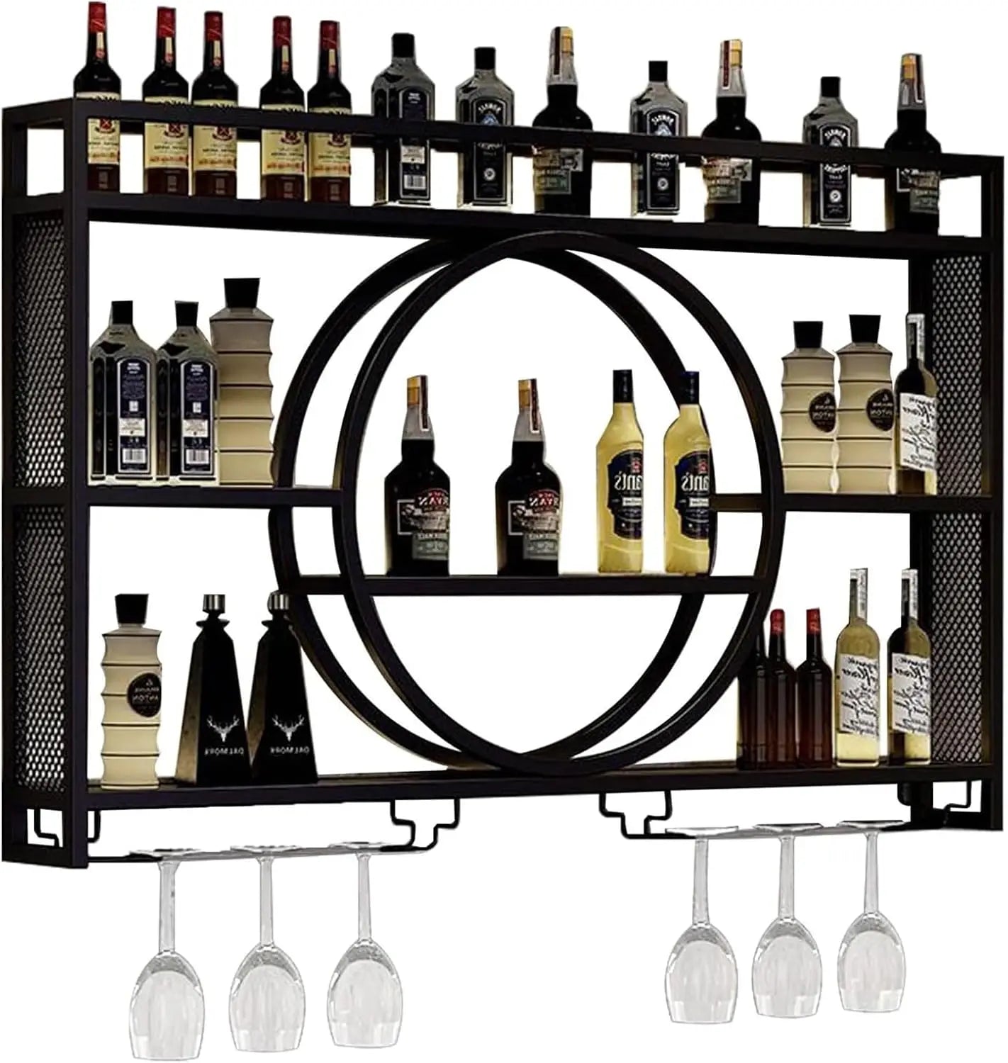 Modern Wine Storage Rack Wall Mounted With LED Light