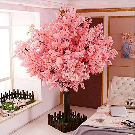 Artificial Cherry Weeping Cherry Blossom Tree Handmade Light Pink Tree Indoor Outdoor Home Office Party Wedding 5FT Tall