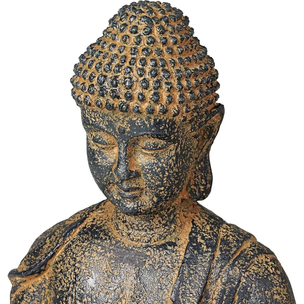 Sitting Buddha Zen Outdoor Water Fountain 21 Inch LED Light