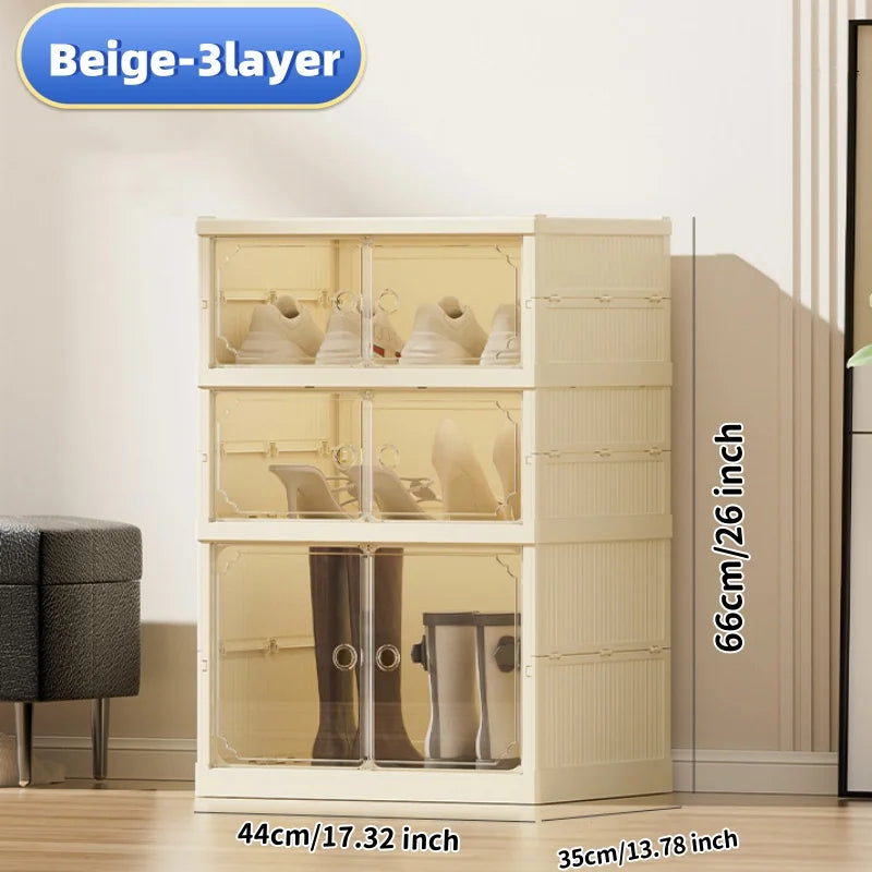 Widening Shoe Cabinet Transparent Heightening Shoes Box 12-grid