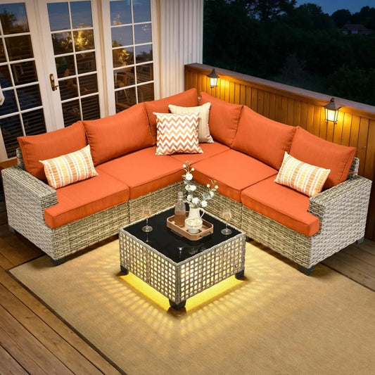 6 Piece Patio Sectional Furniture Set for Outdoor Relaxation