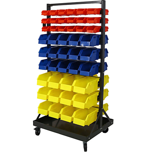 90-Compartment Storage Shelving with Locking Wheels for Garage