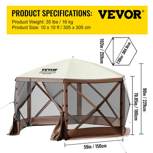 SucceBuy Pop Up Camping Gazebo 12x12 10x10 Sun Shade Tent