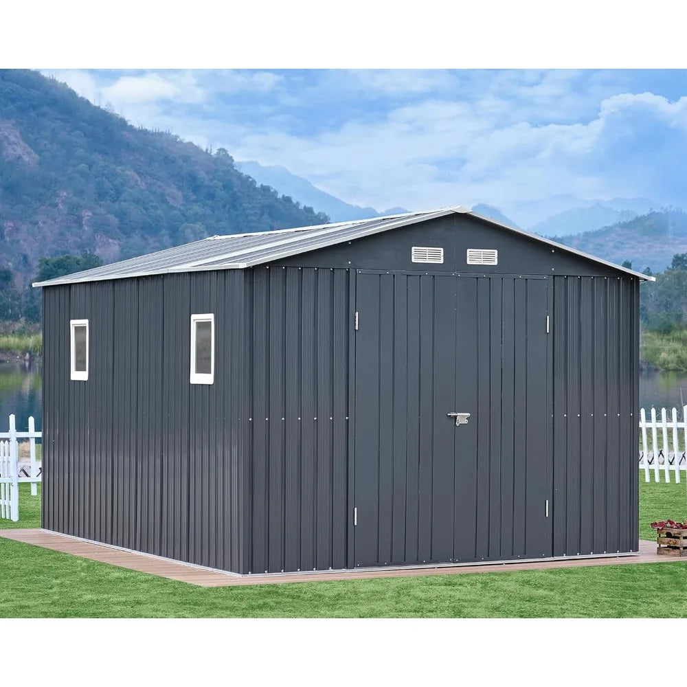 10x12x7.5 FT Outdoor Storage Shed with Double Doors and Vents
