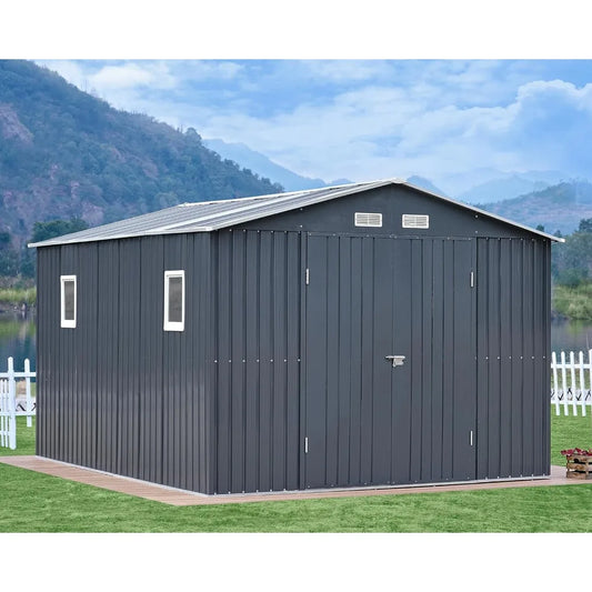 10x12x7.5 FT Outdoor Storage Shed with Double Doors and Vents
