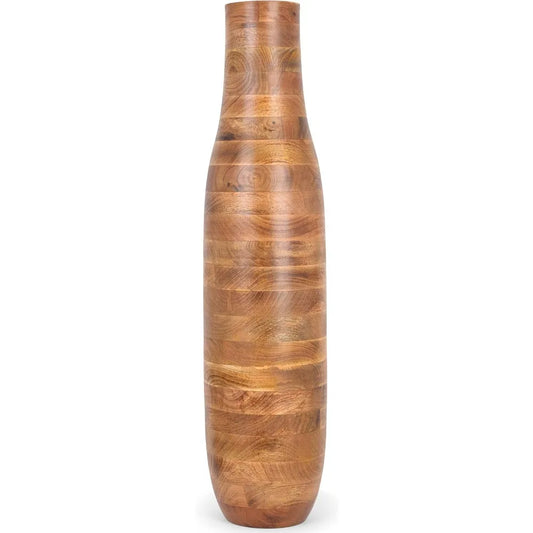 Modern Oversized Decorative Living Room Floor Vases, High Floor Vases - Our Unique Hand Carved Mango Wood Vases Elevate Any Decor