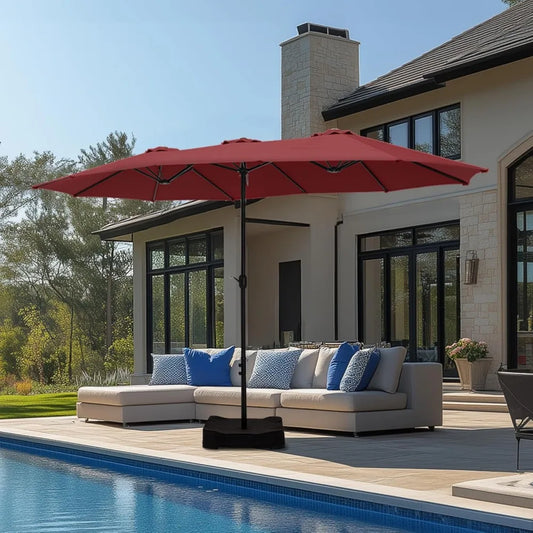 15ft Double Sided Patio Umbrella with Base Included