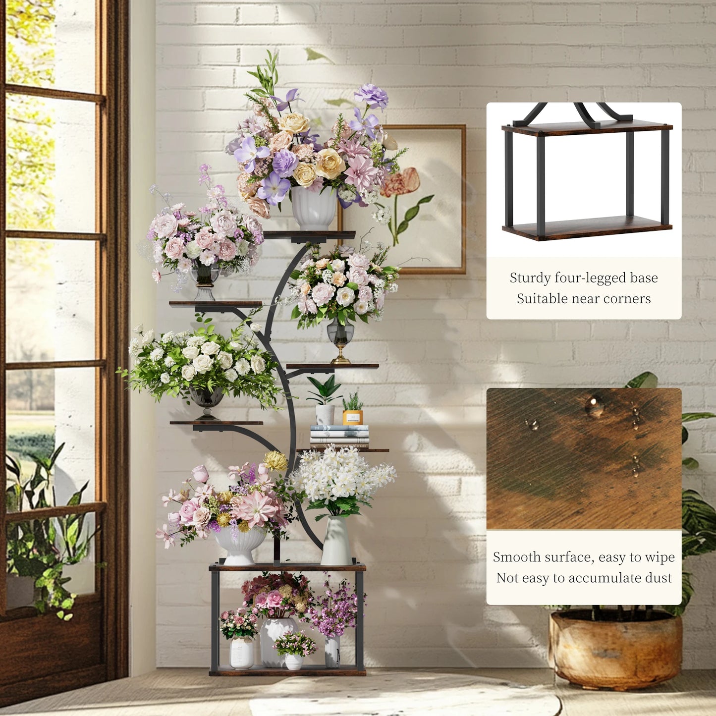 Industrial Style Multilayer Plant Stand Tree Shaped Display