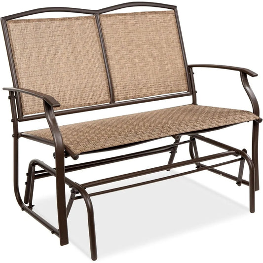 2-Person Outdoor Patio Swing Glider Steel Loveseat Rocker Q