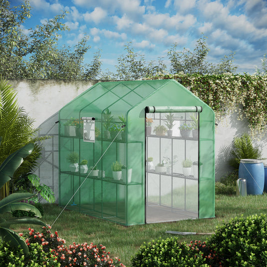 Walk-In Greenhouse with Shelves and UV Protection