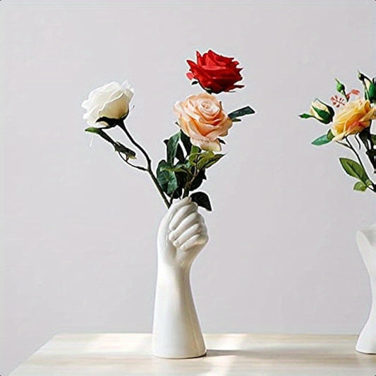 9 Inch Modern Ceramic Hand Vase for Flowers